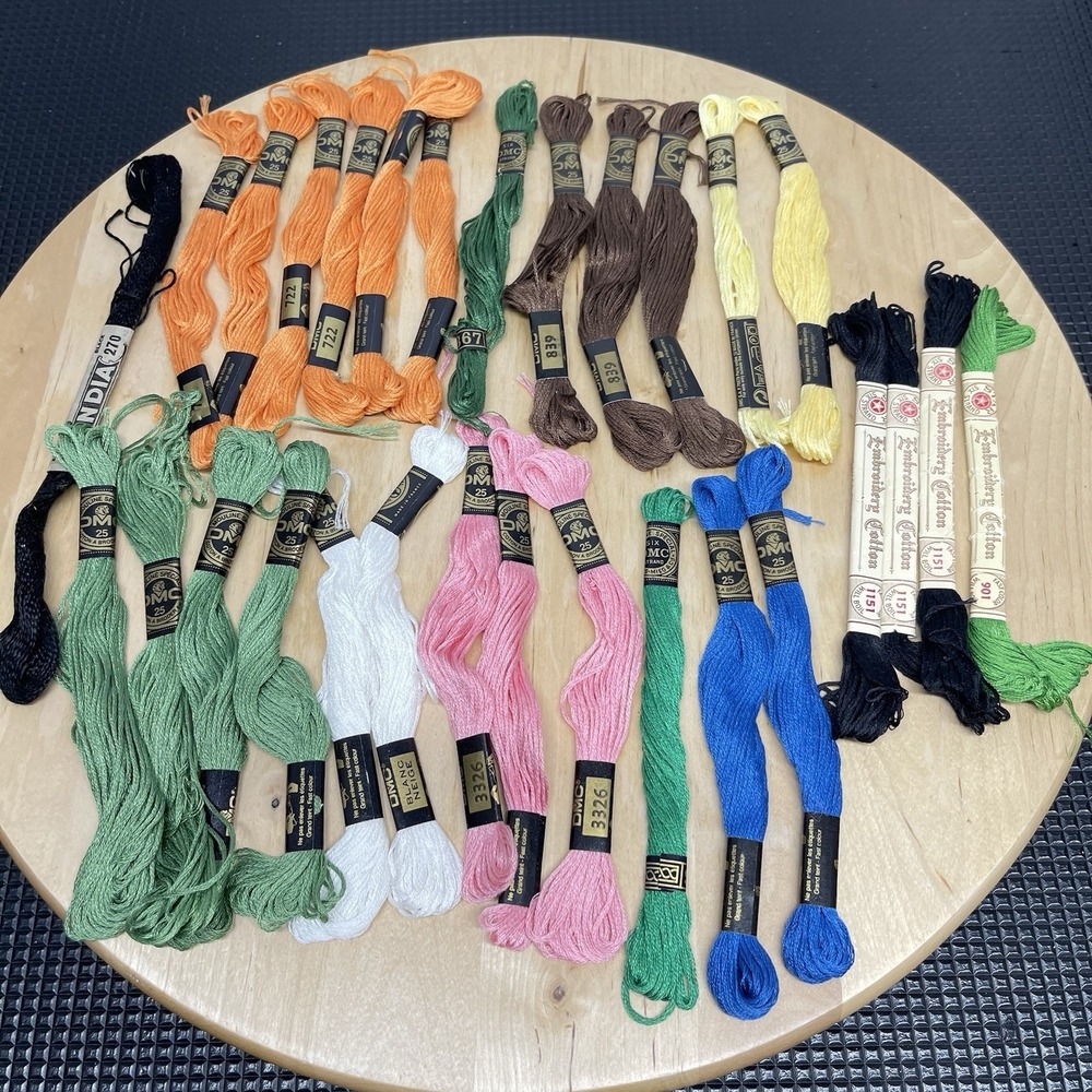 Vintage Lot of 29 DMC Embroidery Floss Skeins Cotton Six Strand France Mix